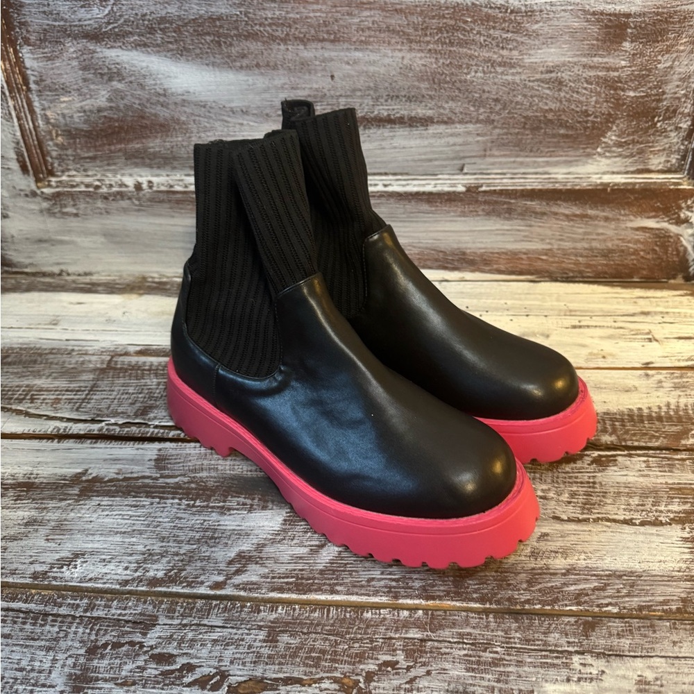 Stylish Black and Pink Ankle Boots